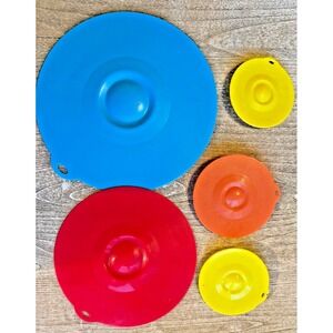 Silicone Splatter Guards Lid Multi SET OF 5 Size Red Blue Yellow Kitchen Cover